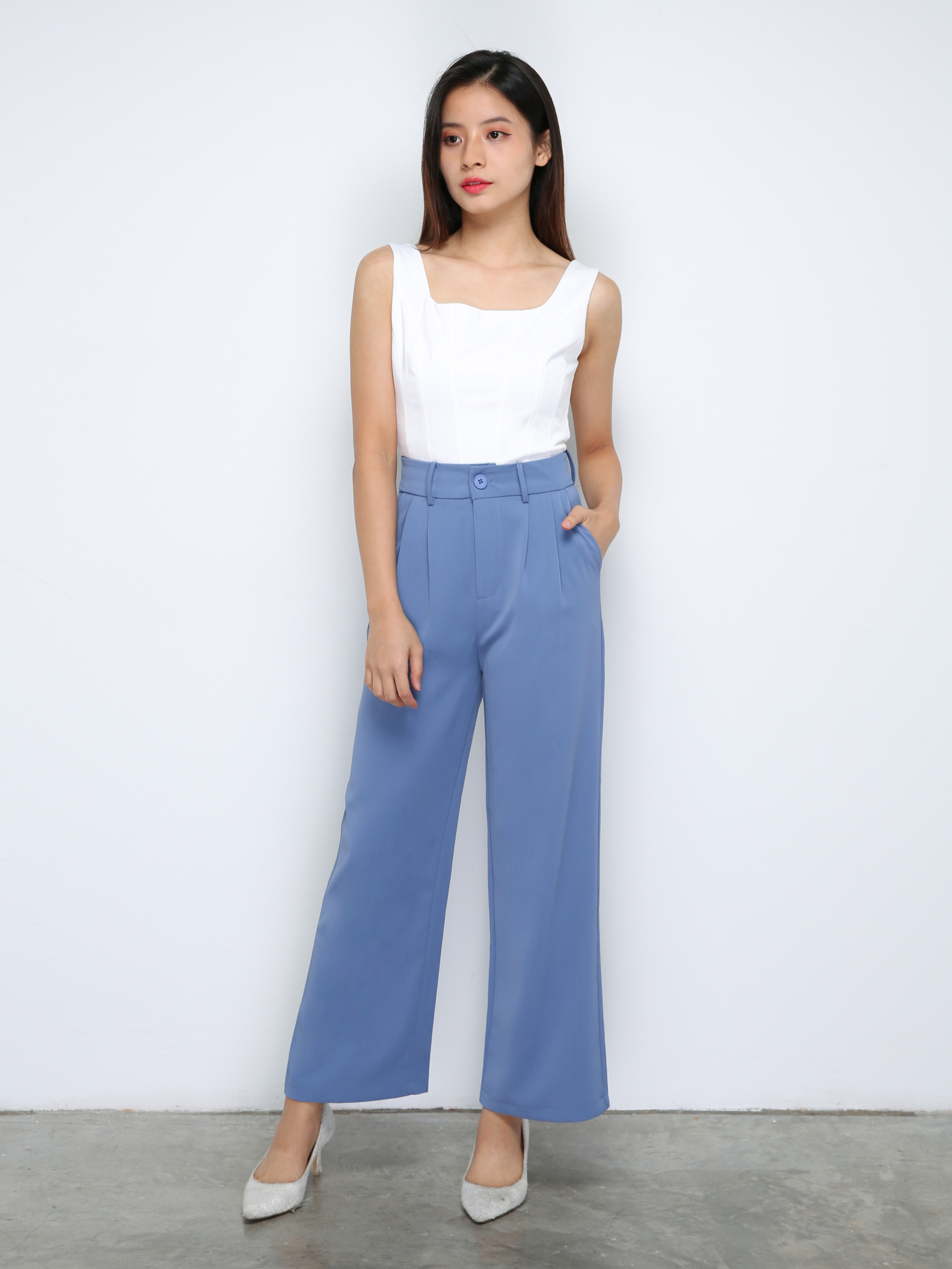 Front Button Pleated Long Pant 29885