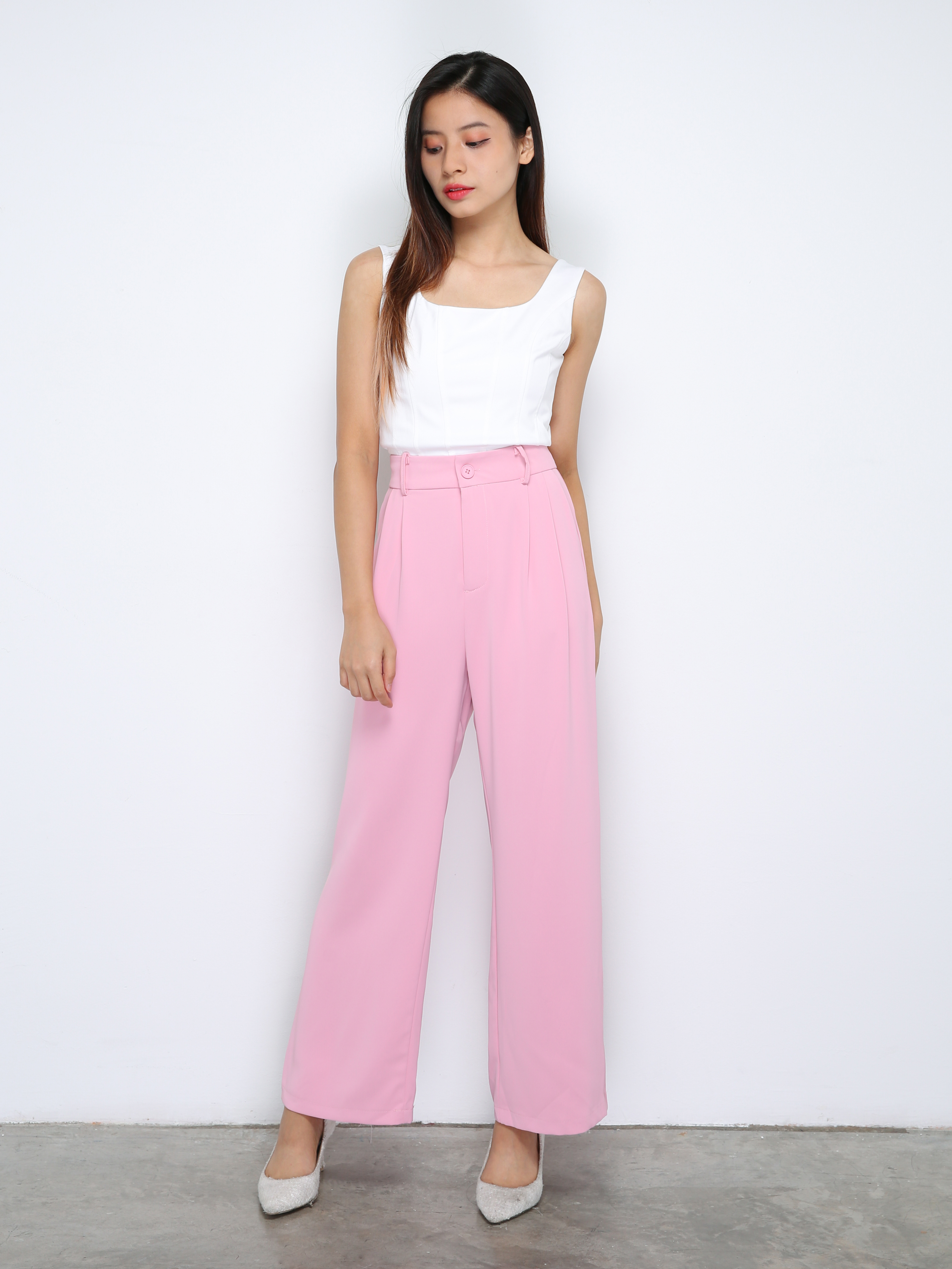 Front Button Pleated Long Pant 29885