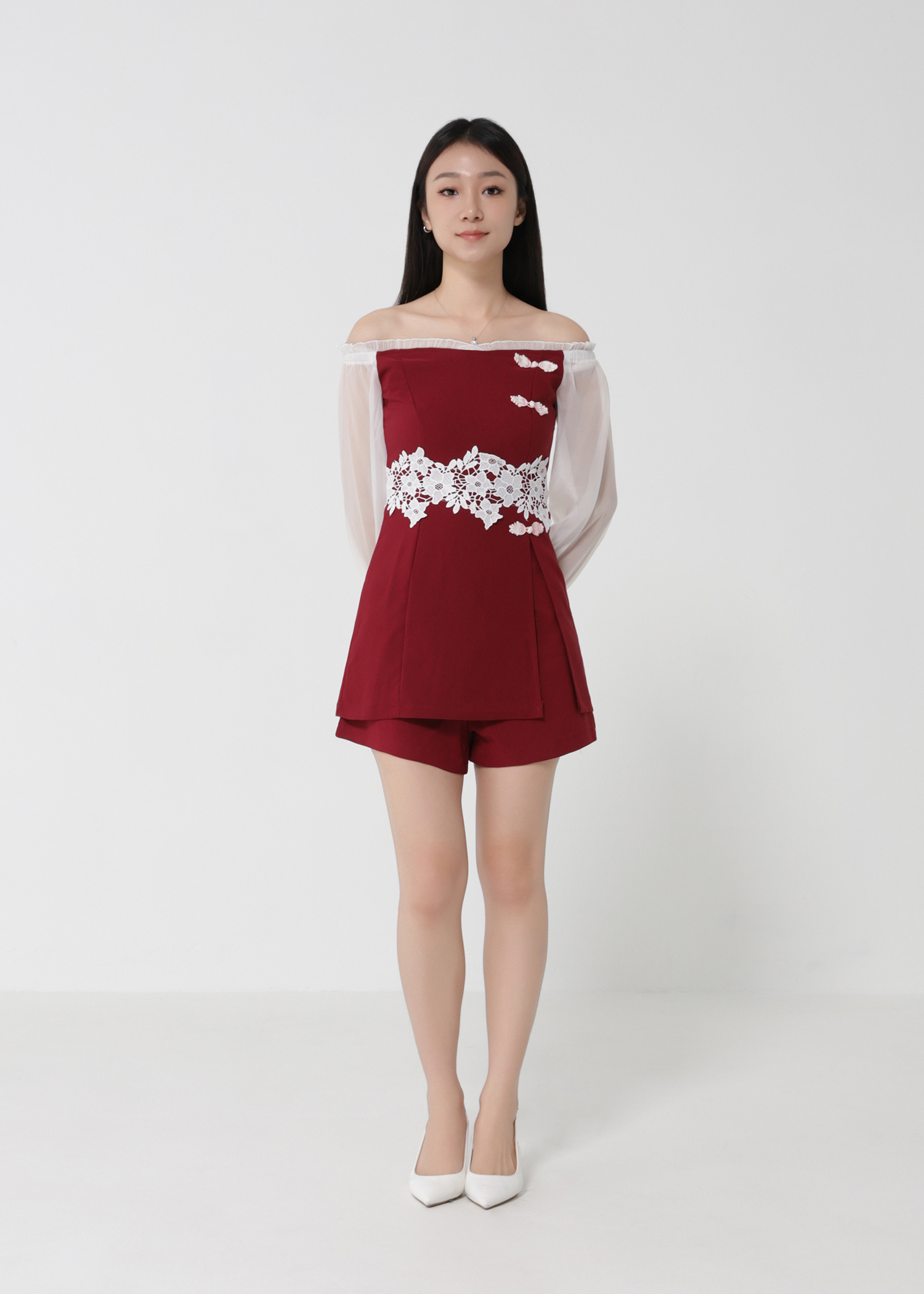 Long Sleeve Top With Short Pant Set 29886