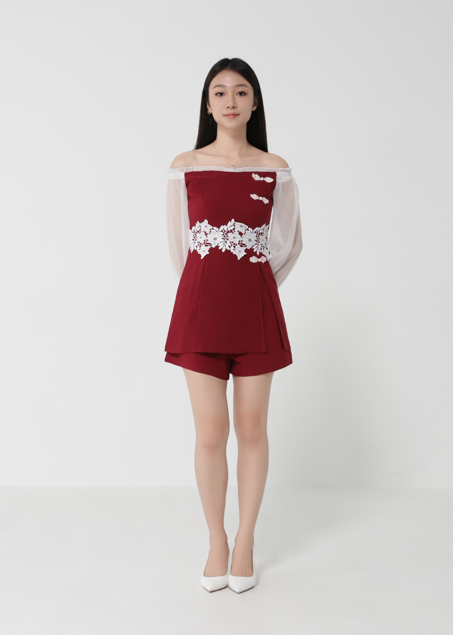 Long Sleeve Top With Short Pant Set 29886