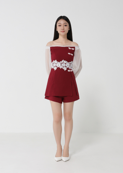 Long Sleeve Top With Short Pant Set 29886