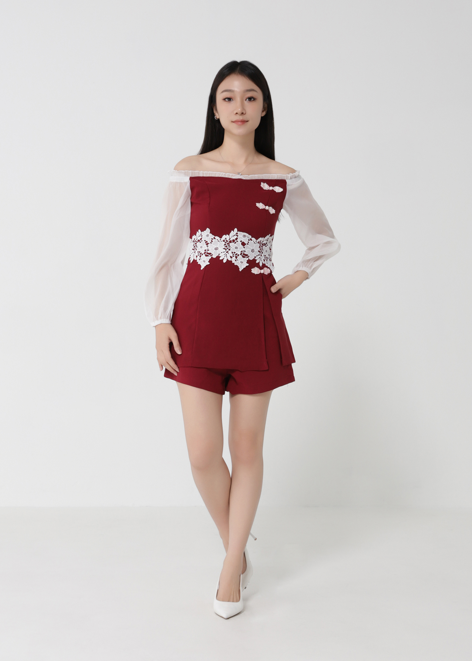 Long Sleeve Top With Short Pant Set 29886