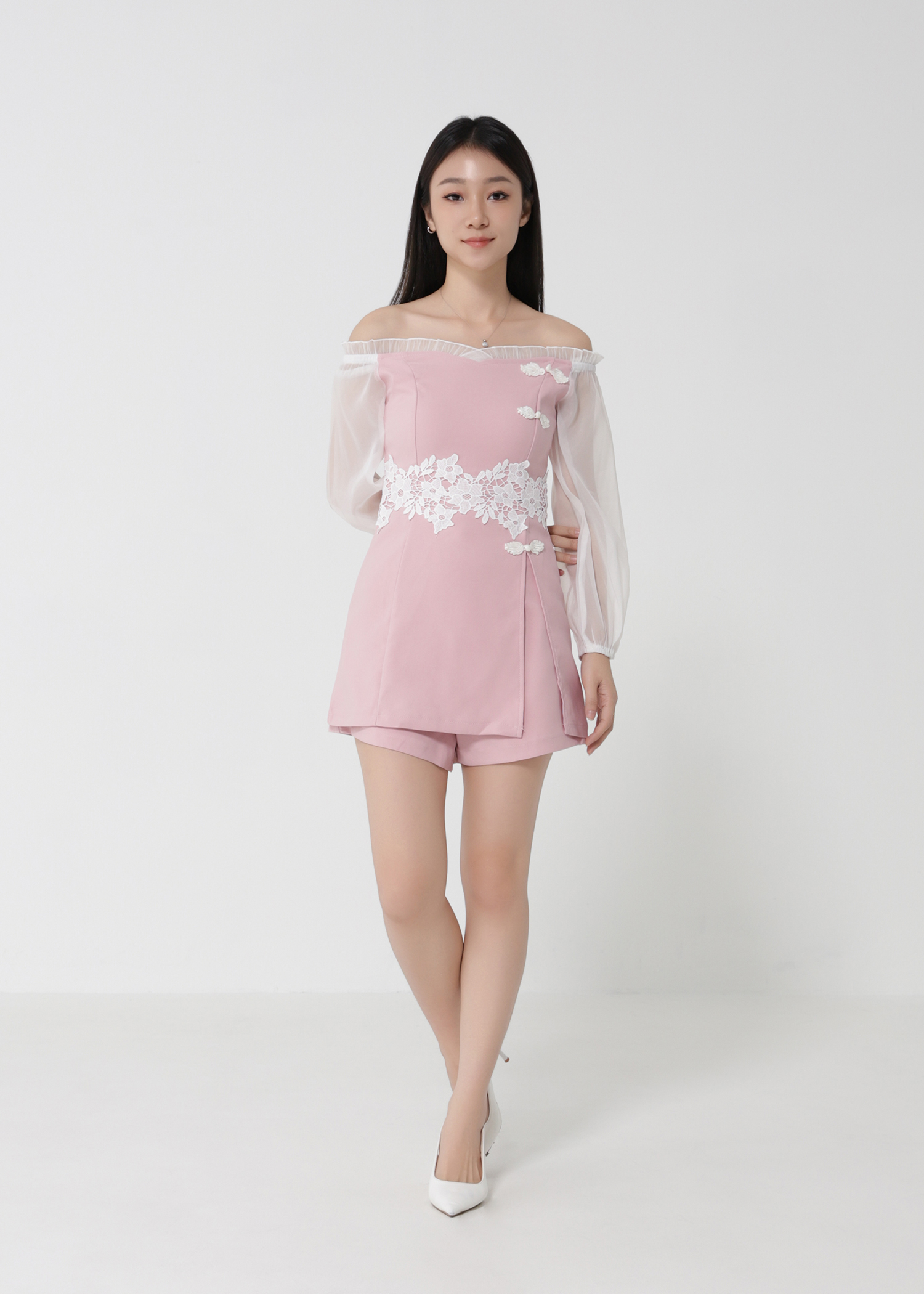 Long Sleeve Top With Short Pant Set 29886