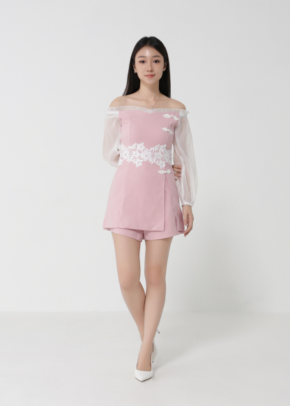 Long Sleeve Top With Short Pant Set 29886