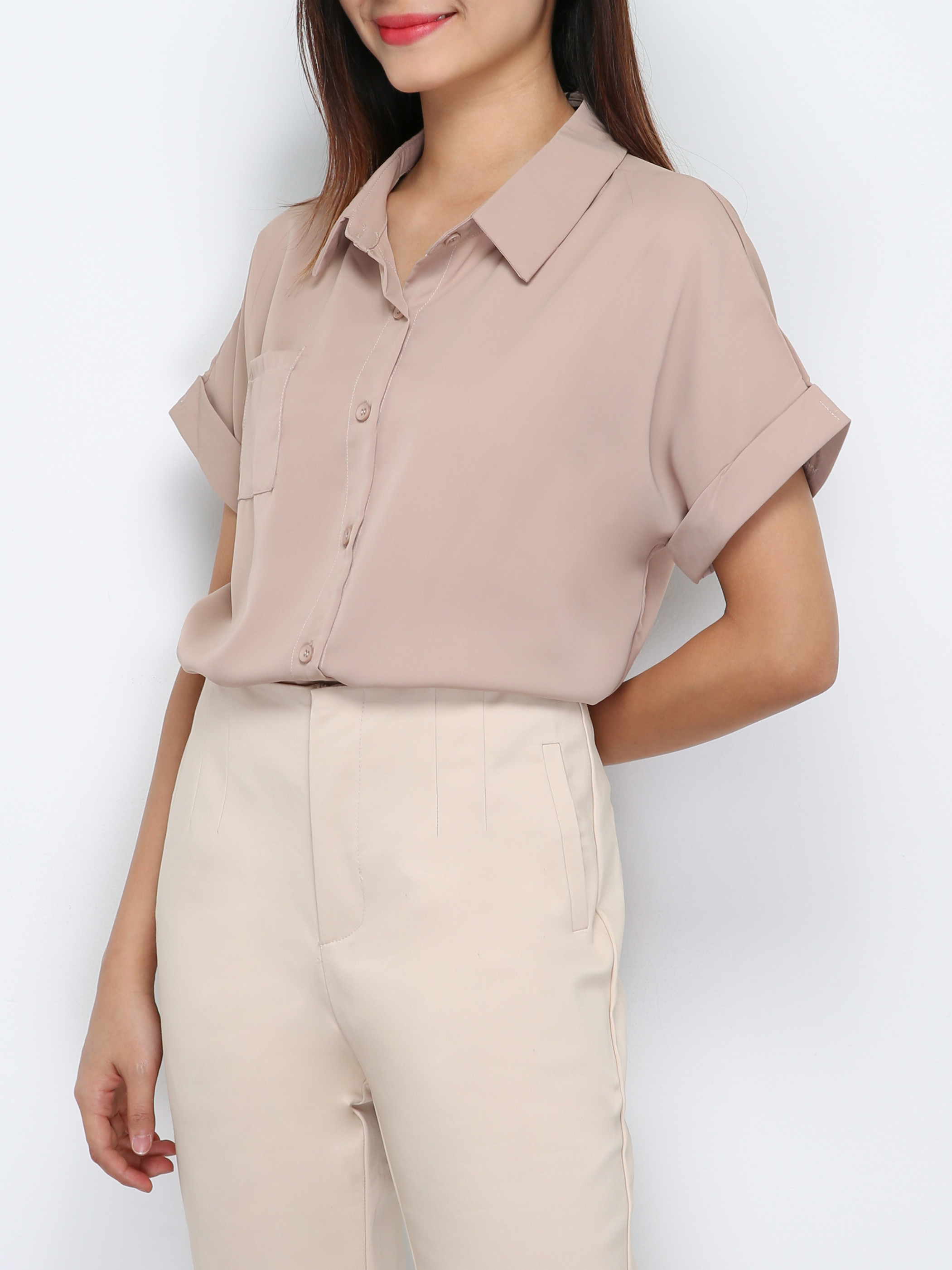 Short Sleeve Front Button Top 29889