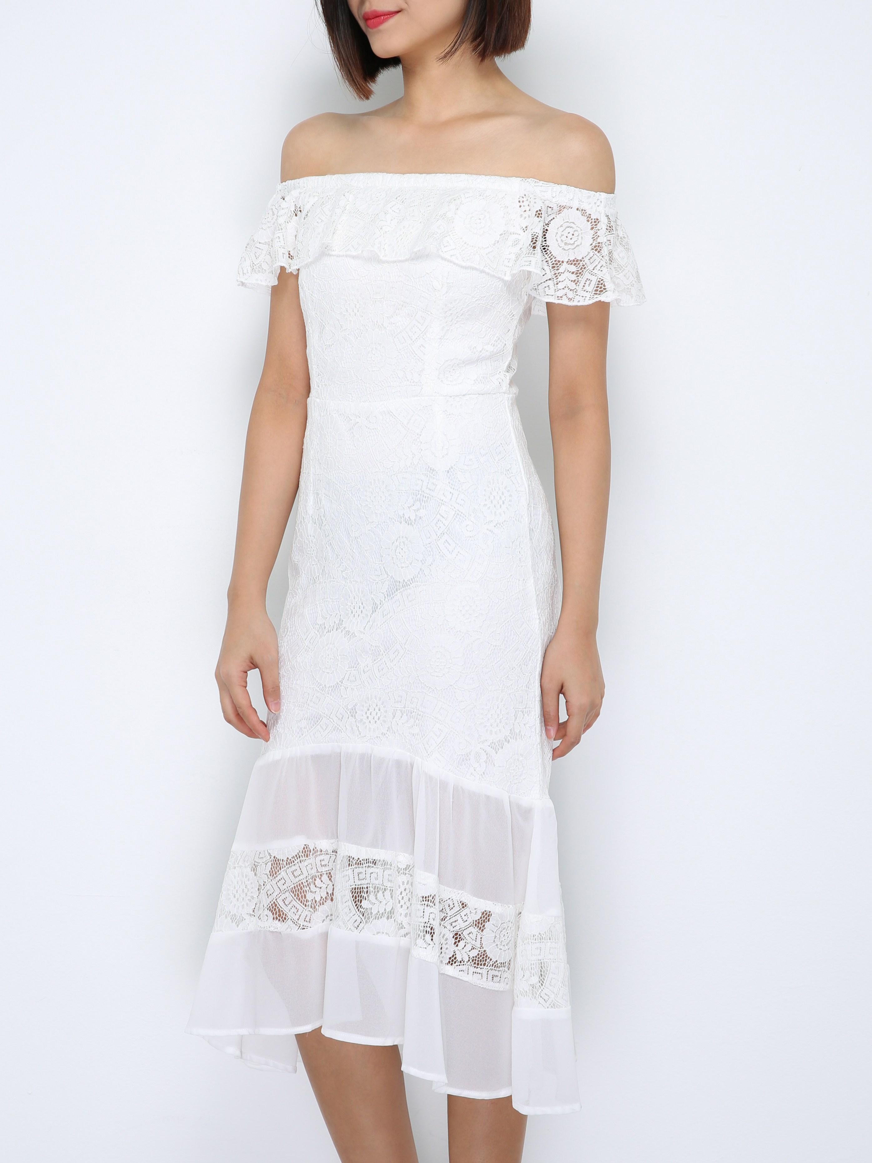 Lace Sleeveless Pleated Dress 29919