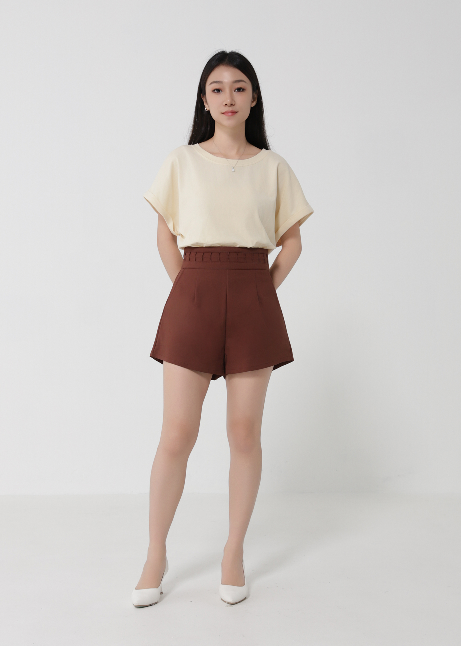 High Waist Side Pocket Short Pants 29973