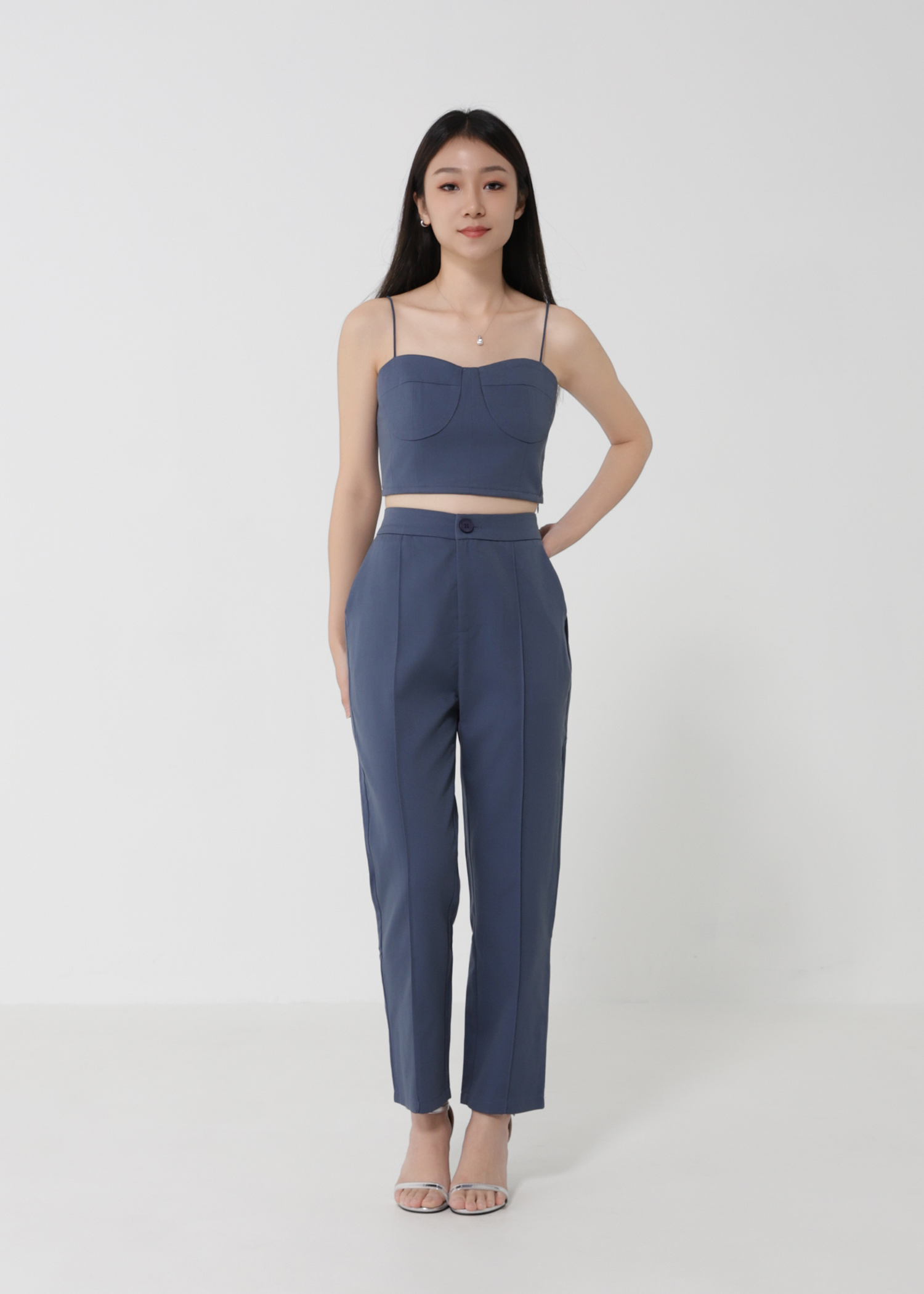 Sleeveless Crop Top With Long Pants Set 30029