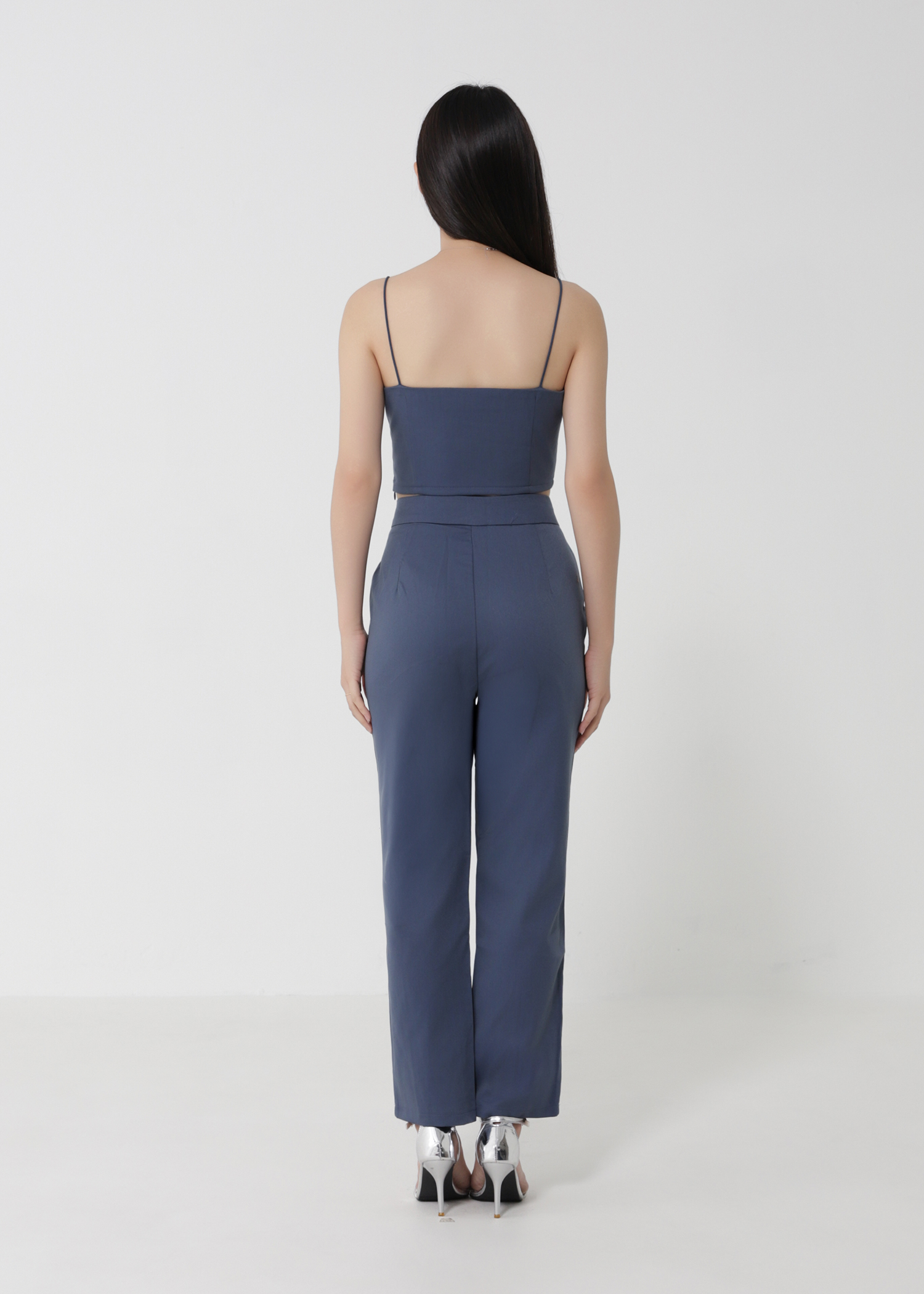 Sleeveless Crop Top With Long Pants Set 30029