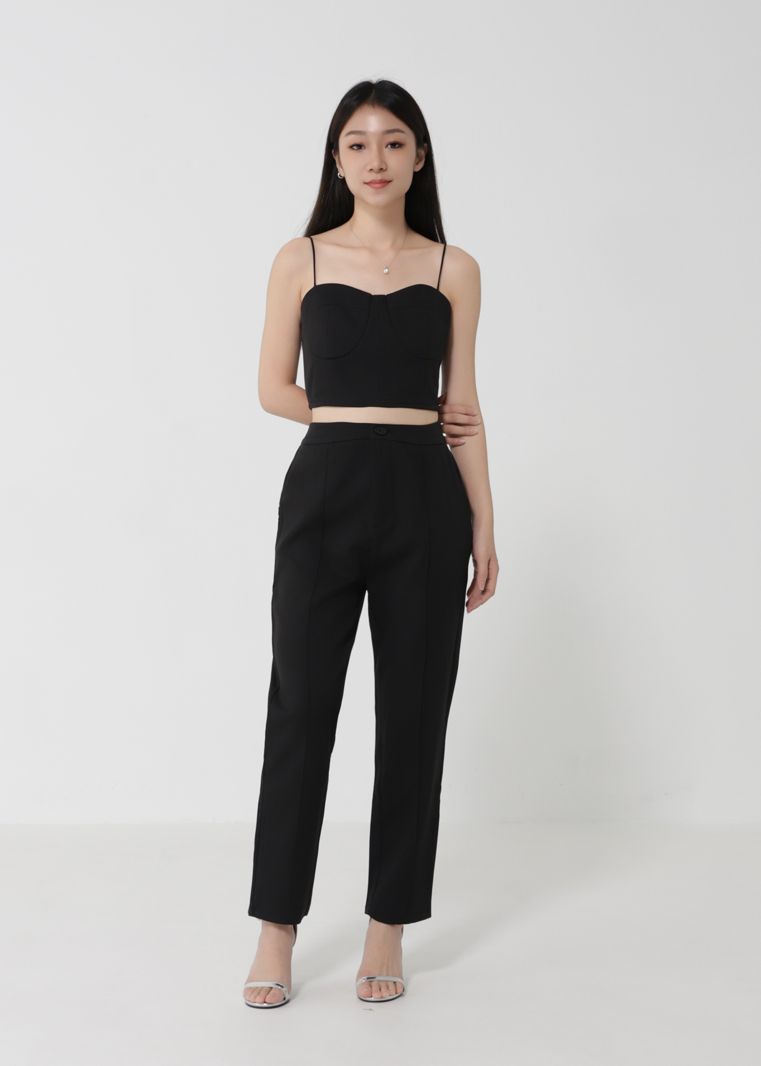 Sleeveless Crop Top With Long Pants Set 30029