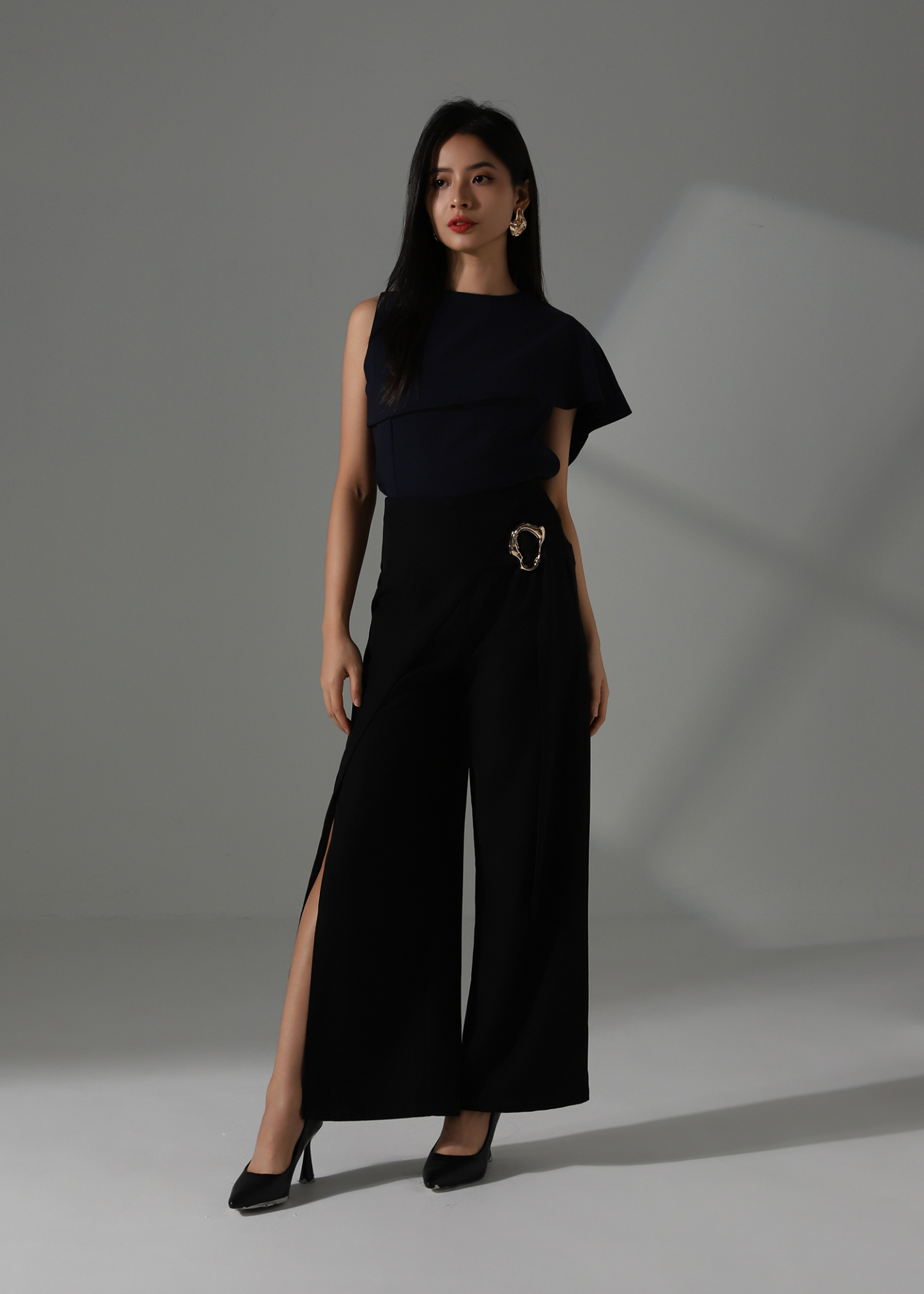 High Waist Side Tie Up Long Pants AC926