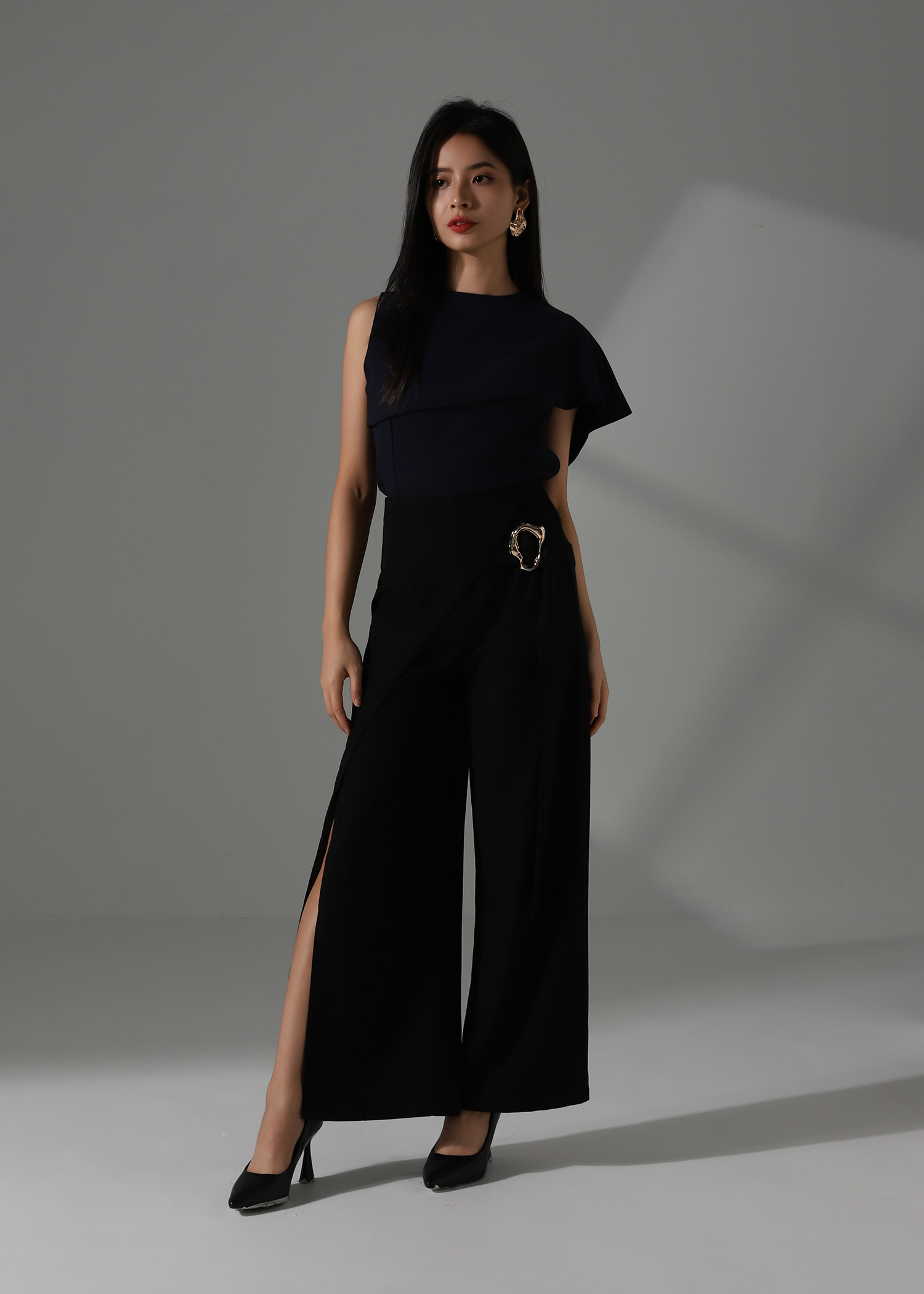 High Waist Side Tie Up Long Pants AC926