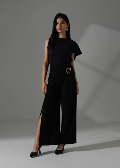 High Waist Side Tie Up Long Pants AC926