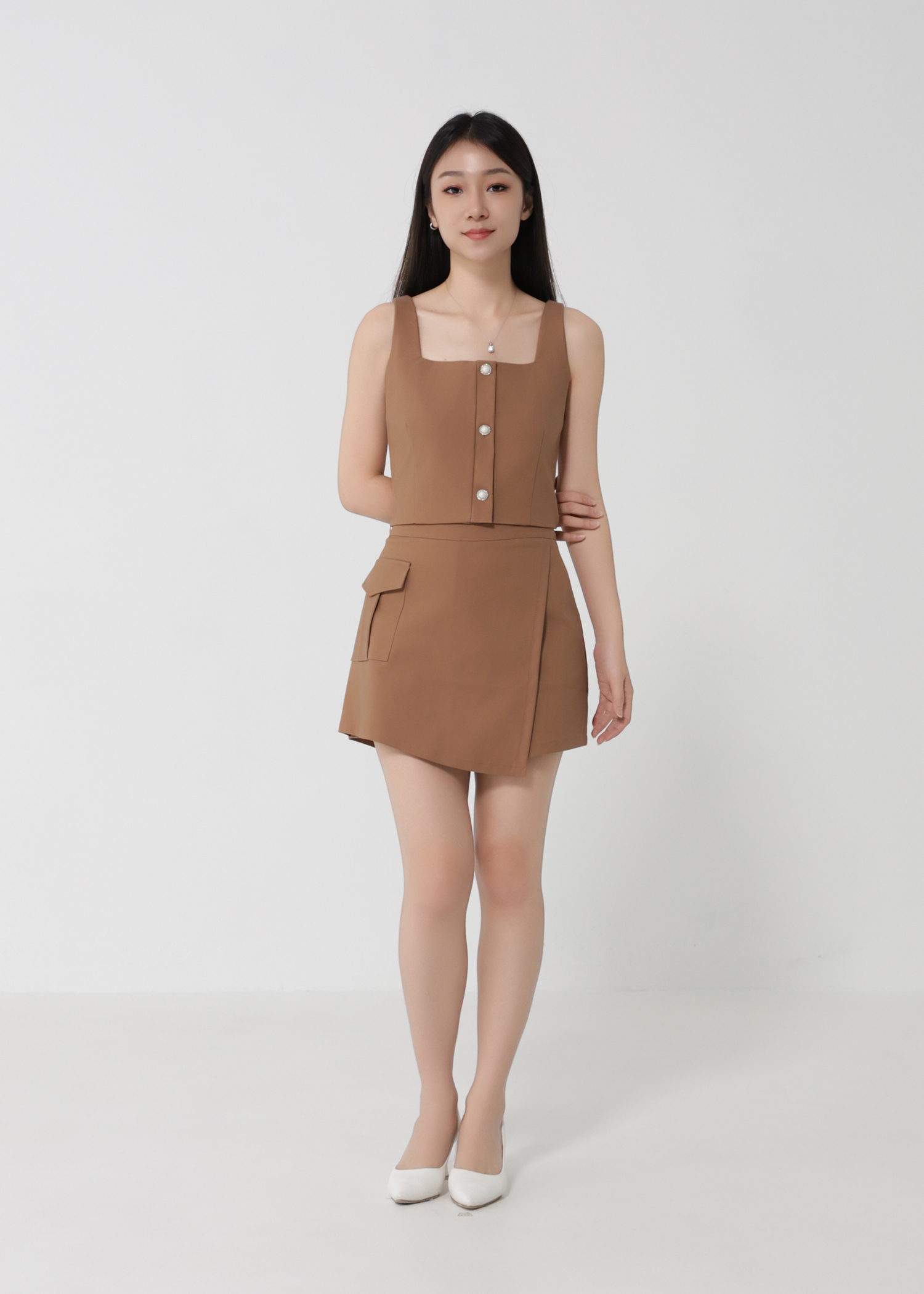 Sleeveless Top With Skirt Pants Set 30204