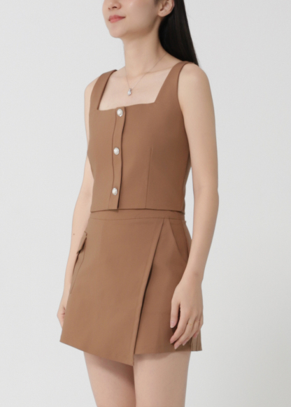 Sleeveless Top With Skirt Pants Set 30204