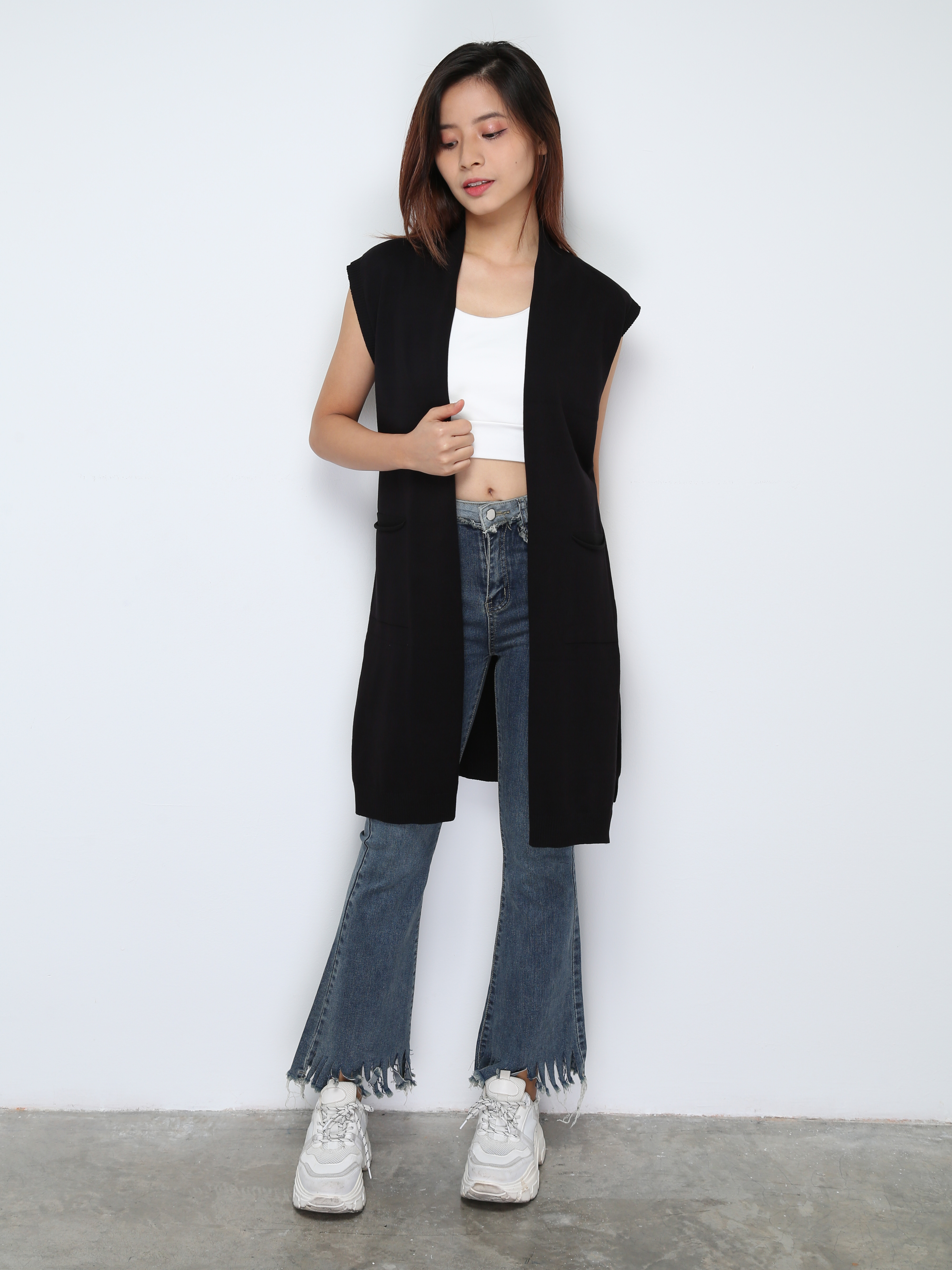 Knitted Front Pocket Coat With Belt 30297 (SPO)