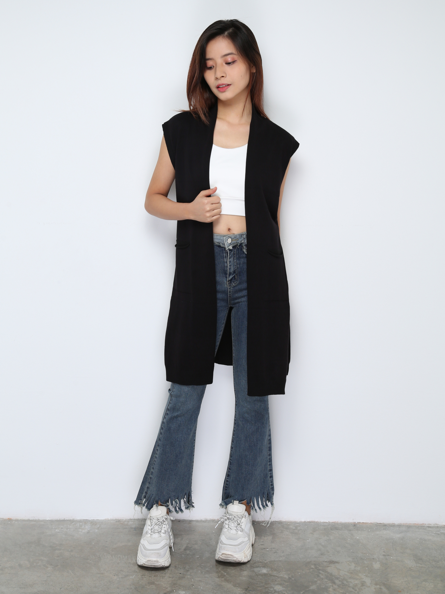 Knitted Front Pocket Coat With Belt 30297 (SPO)