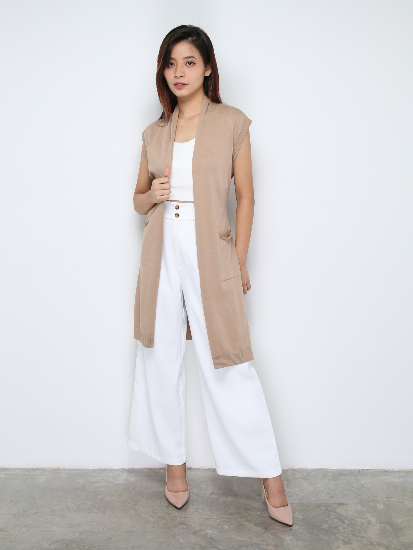 Knitted Front Pocket Coat With Belt 30297 (SPO)