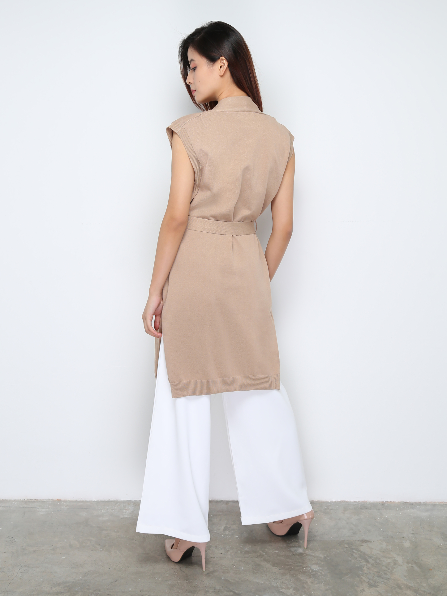 Knitted Front Pocket Coat With Belt 30297 (SPO)