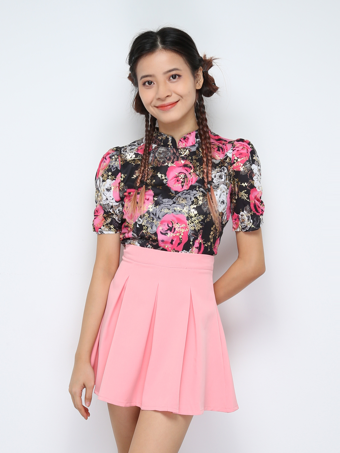 Floral TOp With Pleated Skirt Set 30311