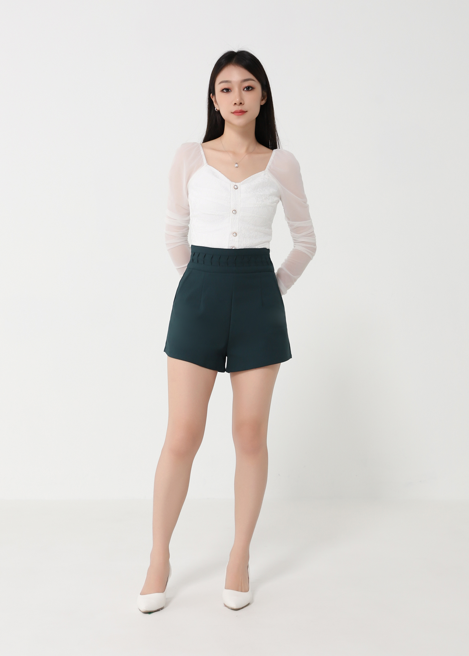 High Waist Side Pocket Short Pants 29973