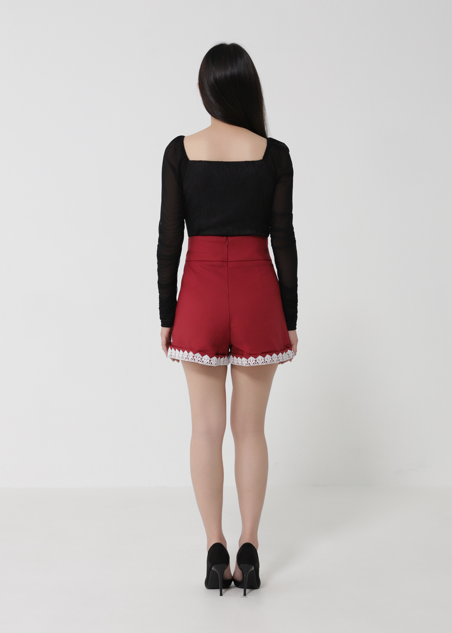 High Waist Back Zip Front Pocket Short Pant 30865