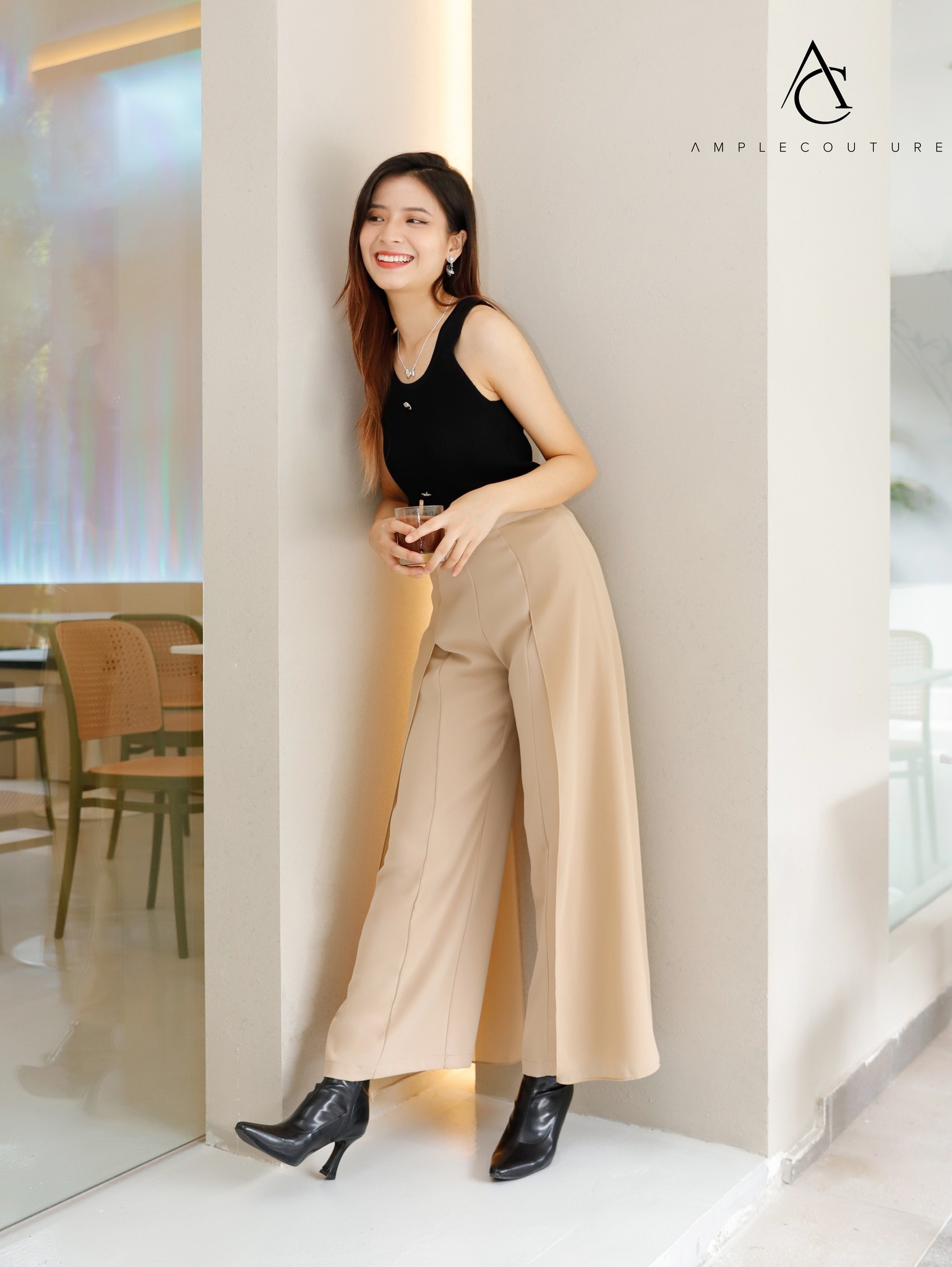 High Waist With Net Long Pants AC523