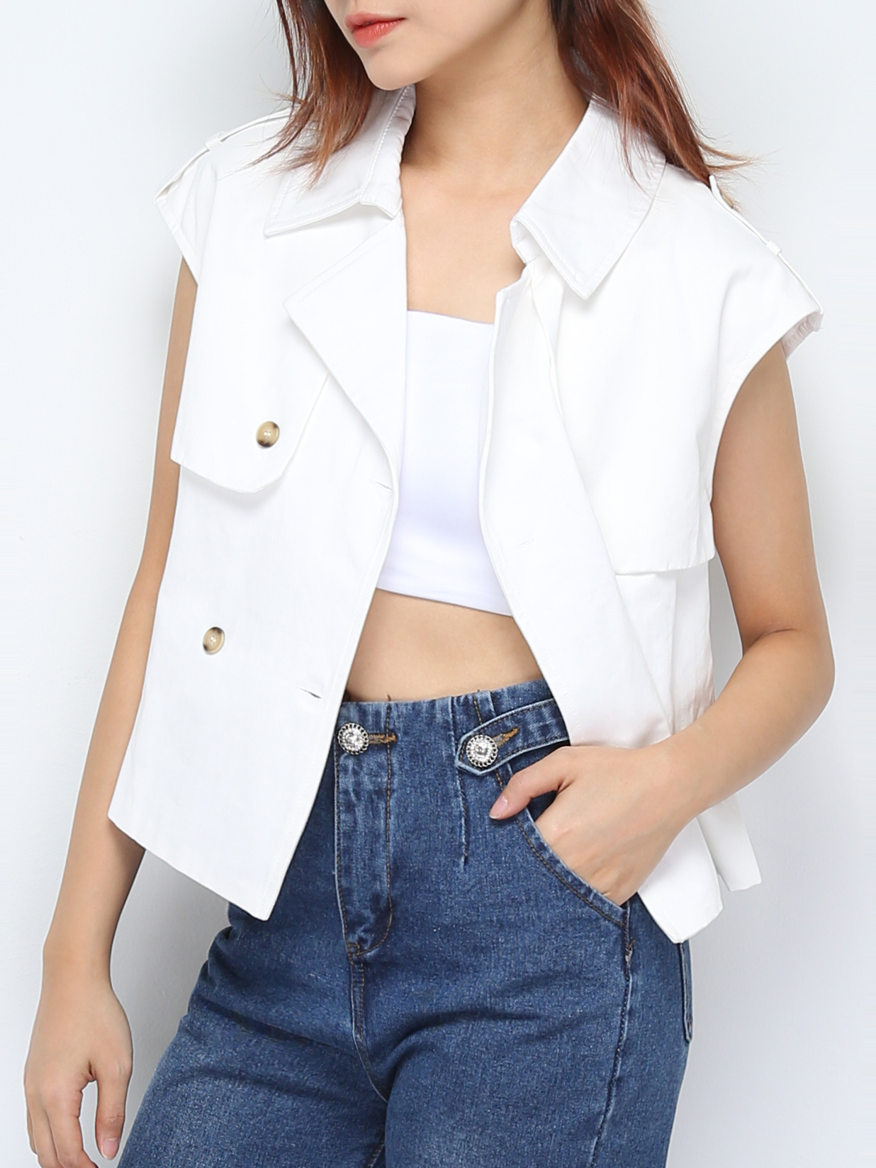 Sleeveless Front Button Top 30526 (SPO)