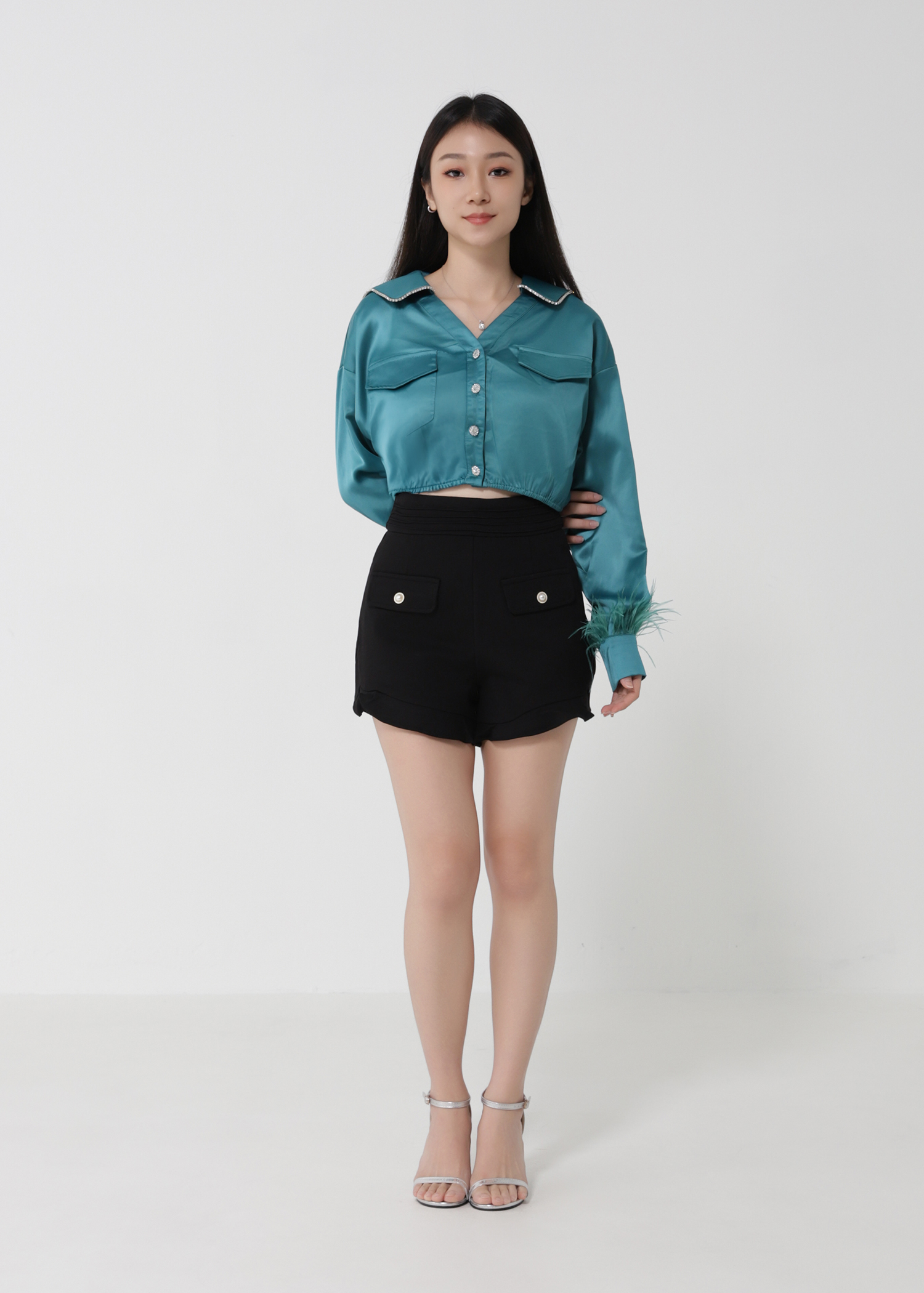 Long Sleeve Front Button Top 30607
