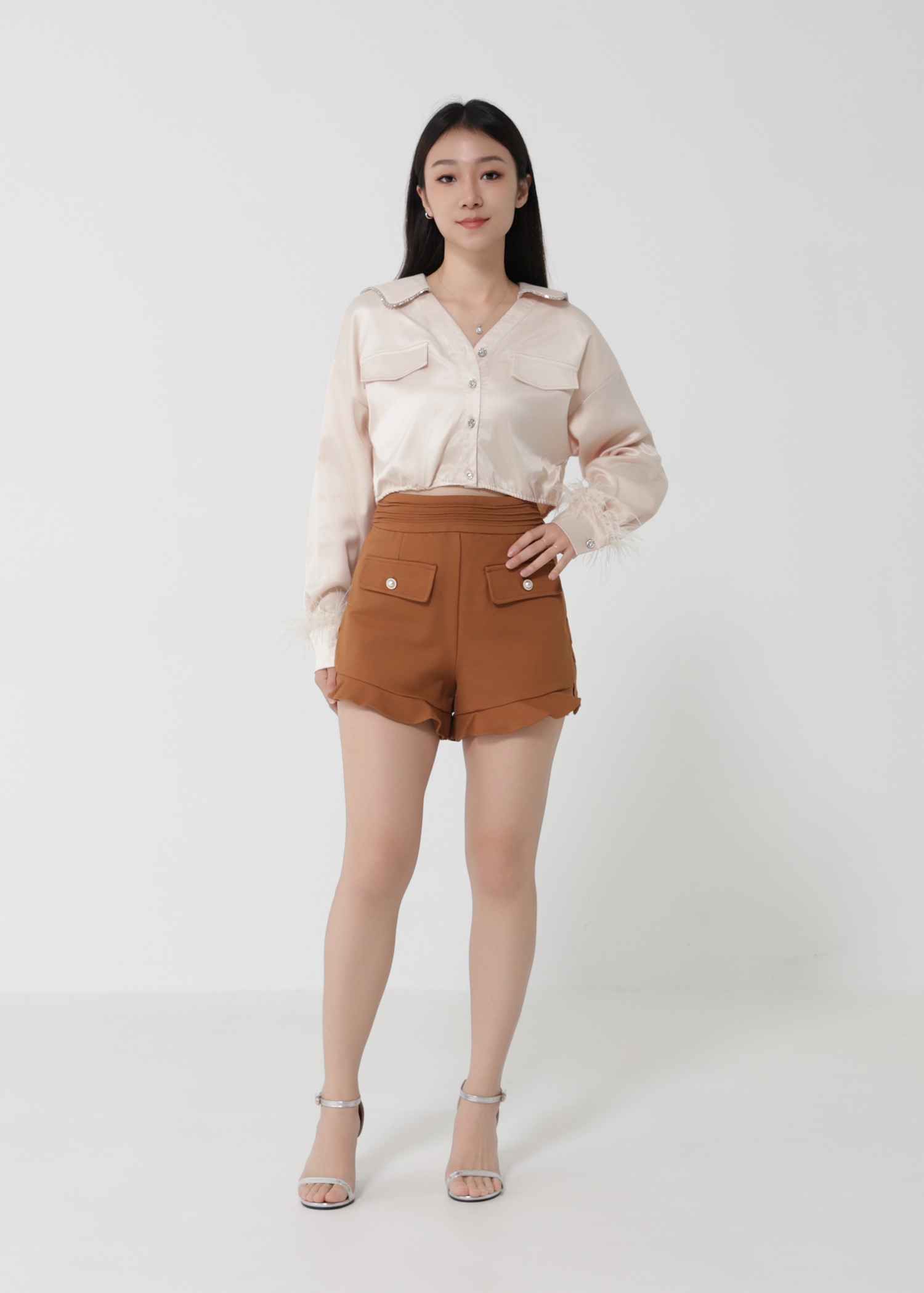 Long Sleeve Front Button Top 30607
