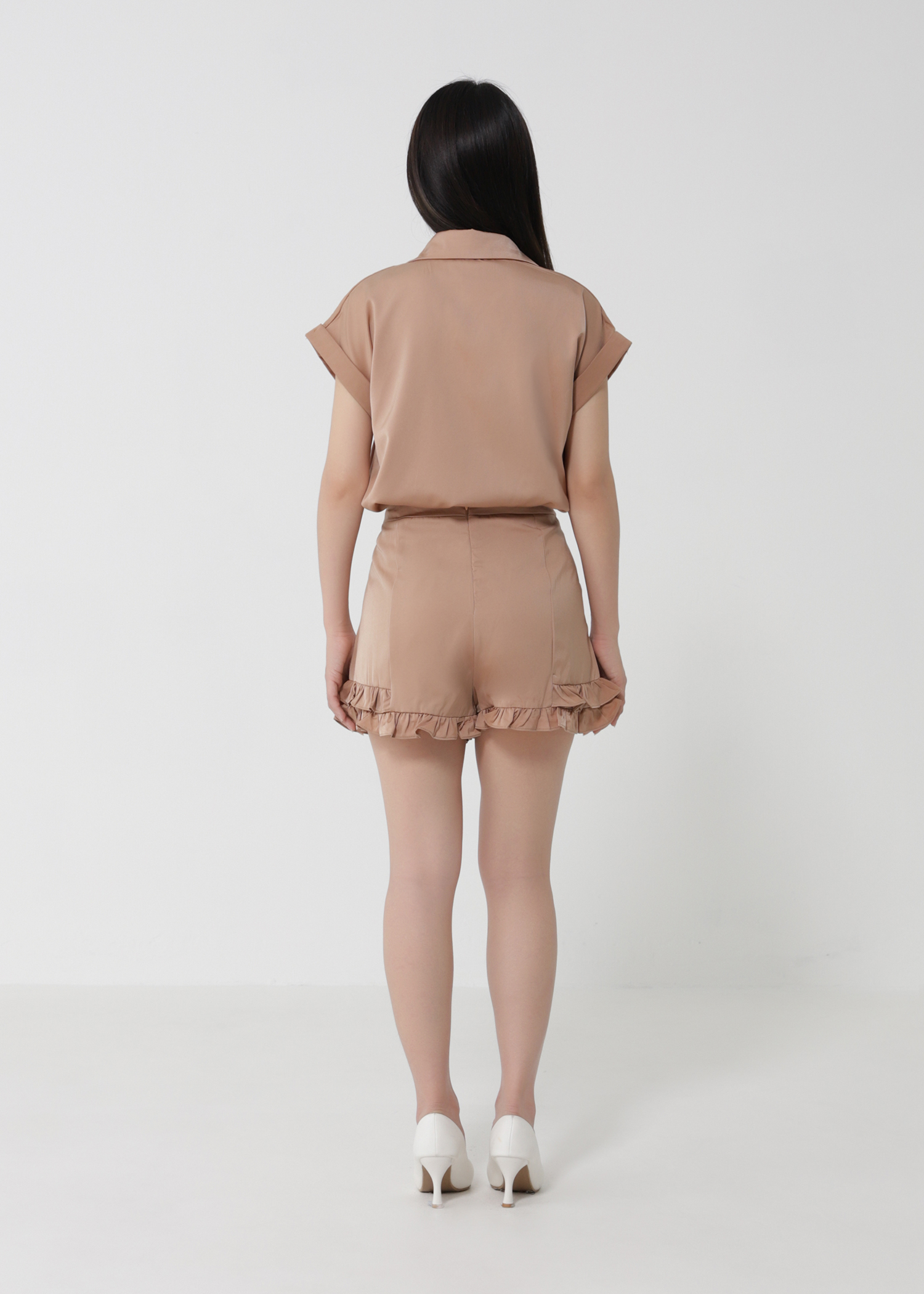 Short Sleeve Frotn Button Top With Short Pant Set 30610