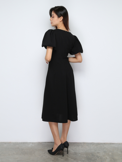 Puff Sleeve V Neck Dress 30647