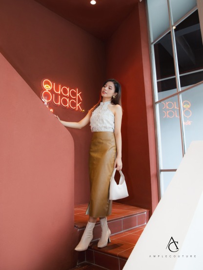 Leather With Front Split Skirt 30663