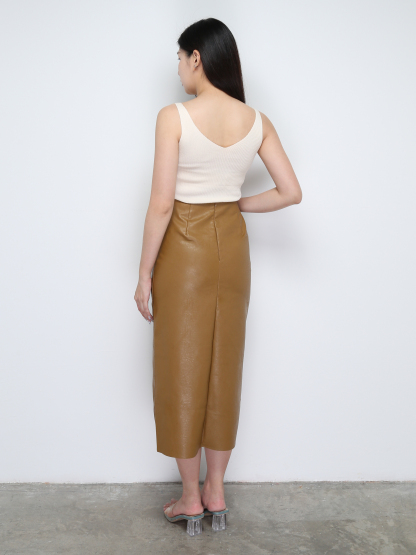 Leather With Front Split Skirt 30663