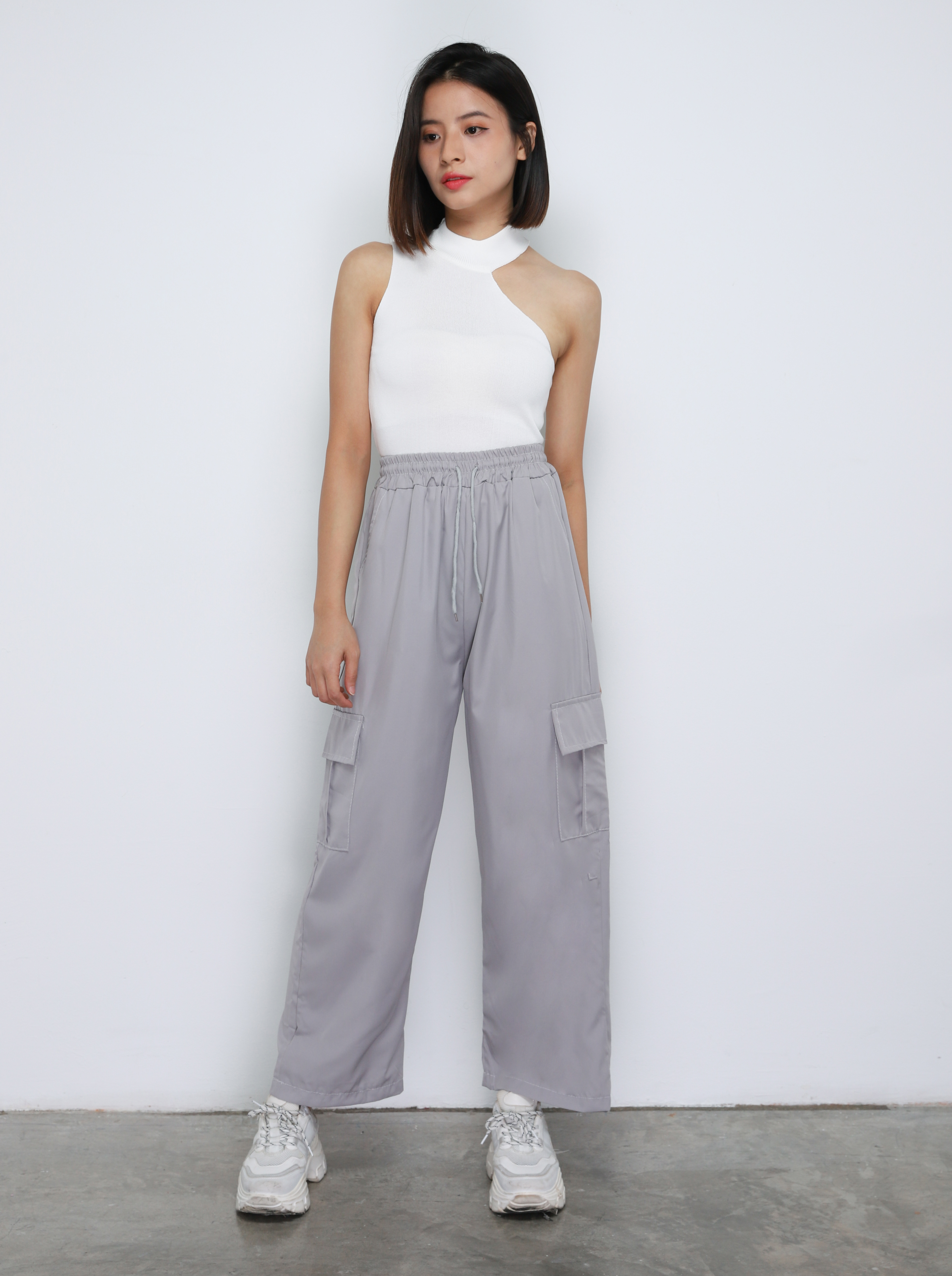 High Elastic Waist Front Pocket Long Pant 34260