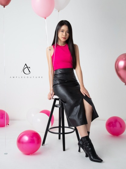 Leather With Front Split Skirt 30663