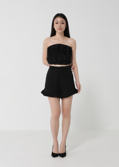Net Wave Design Top With Short Pants Set 30722