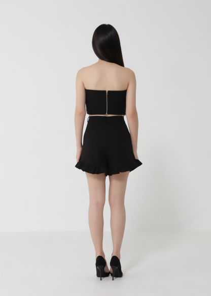Net Wave Design Top With Short Pants Set 30722