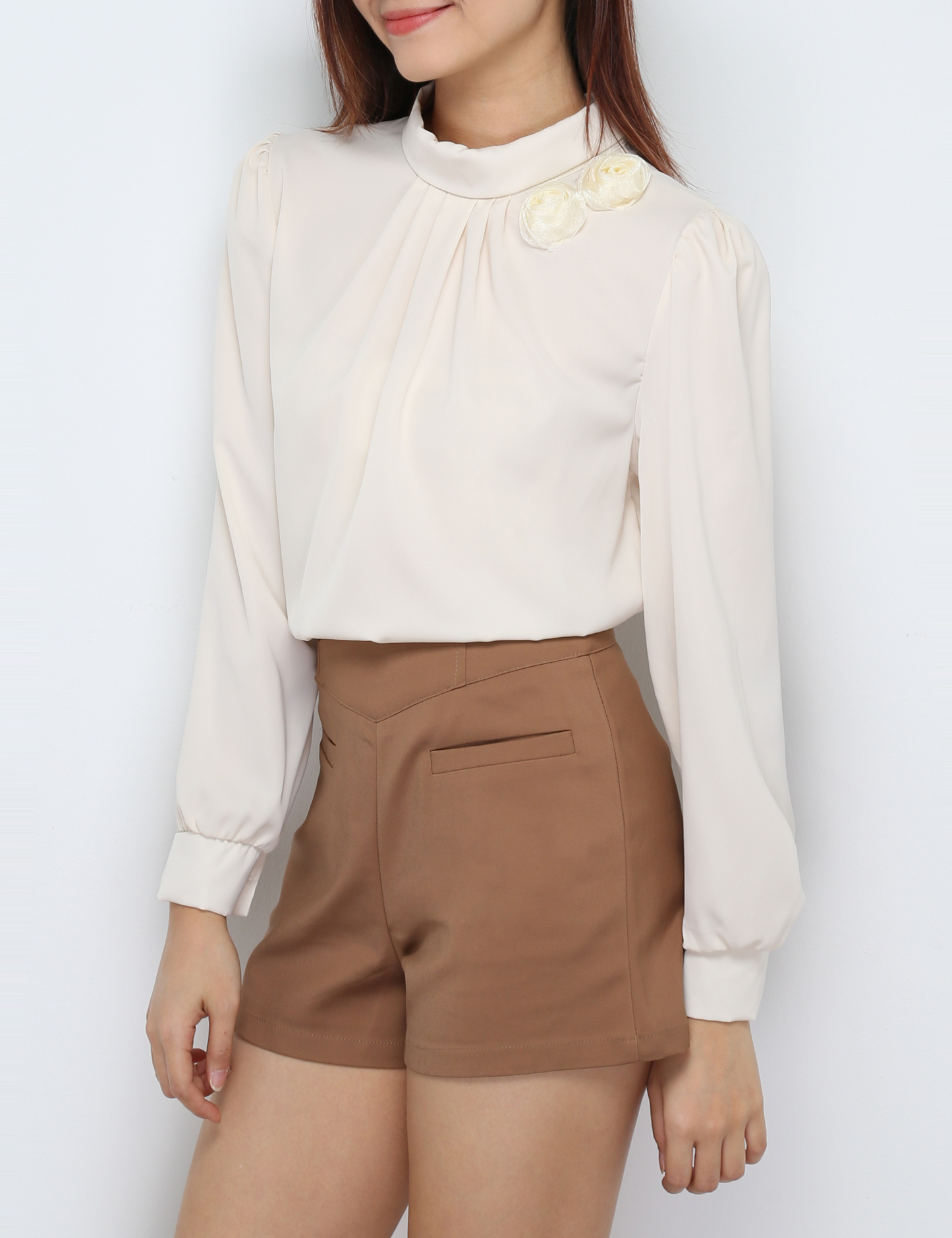 High Waist Back Zip Short Pants 30550