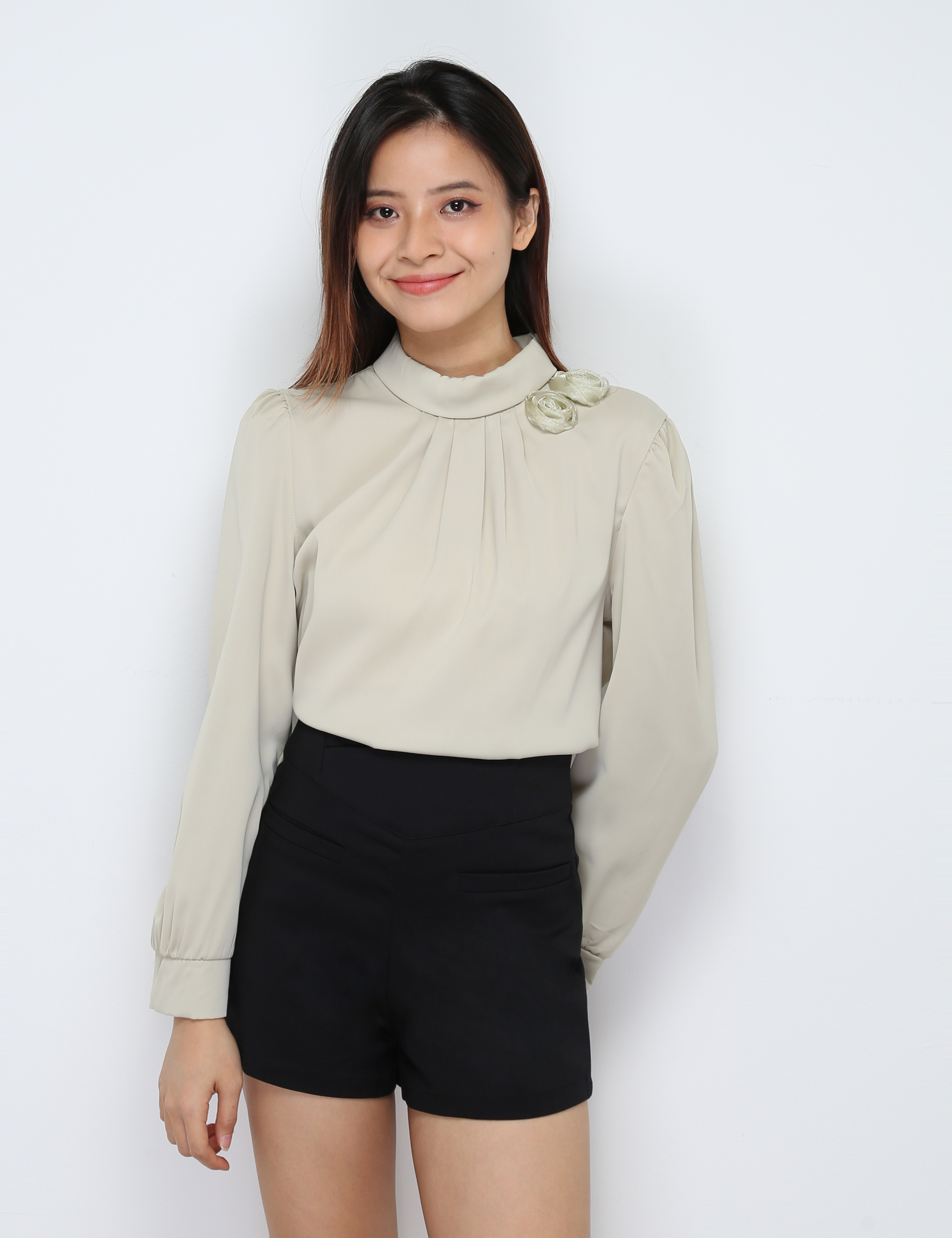 High Waist Back Zip Short Pants 30550