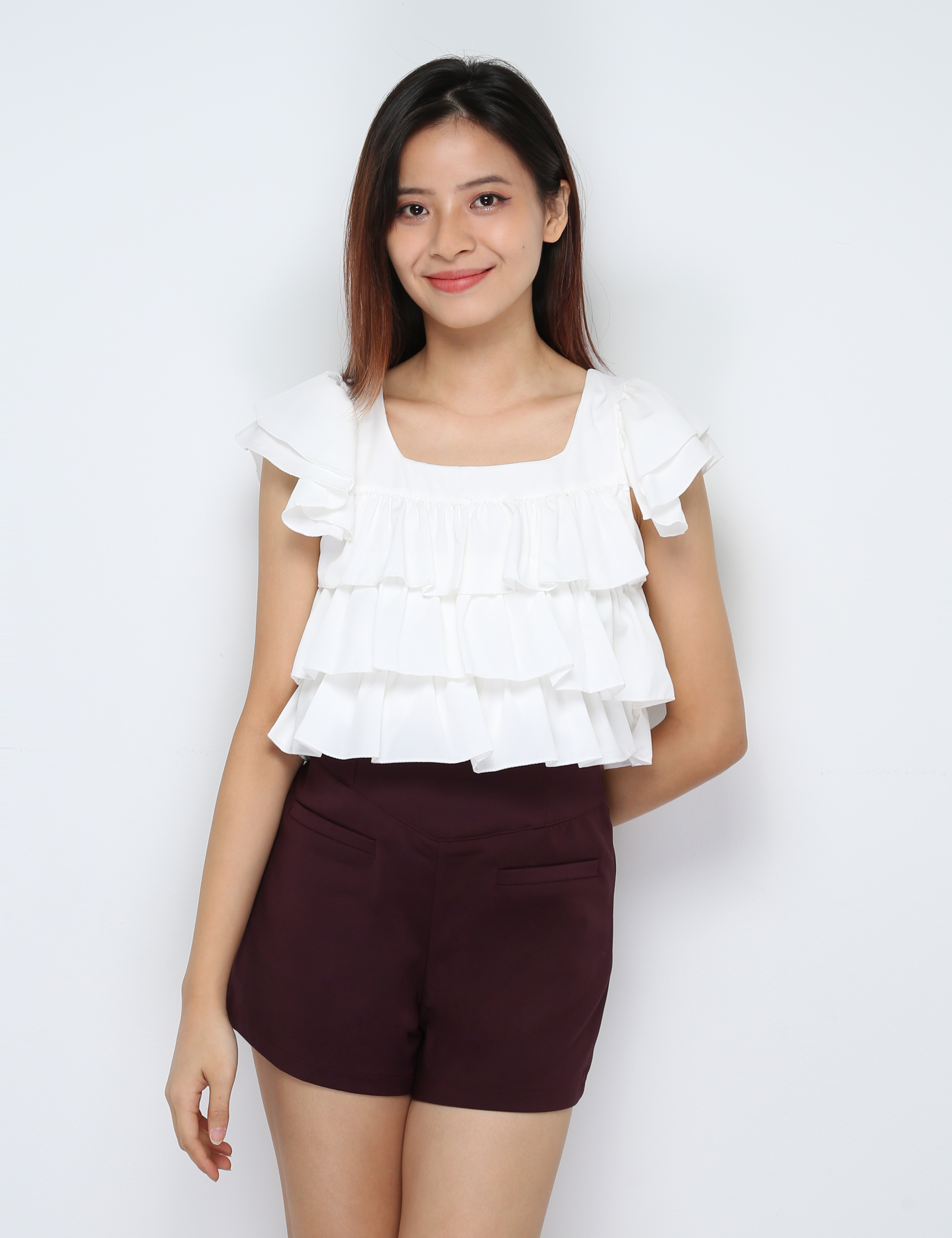 High Waist Back Zip Short Pants 30550