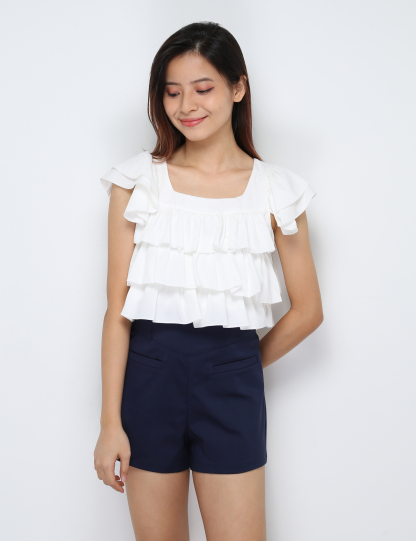 High Waist Back Zip Short Pants 30550