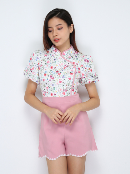 Floral Puff Sleeve Jumpsuit 30766