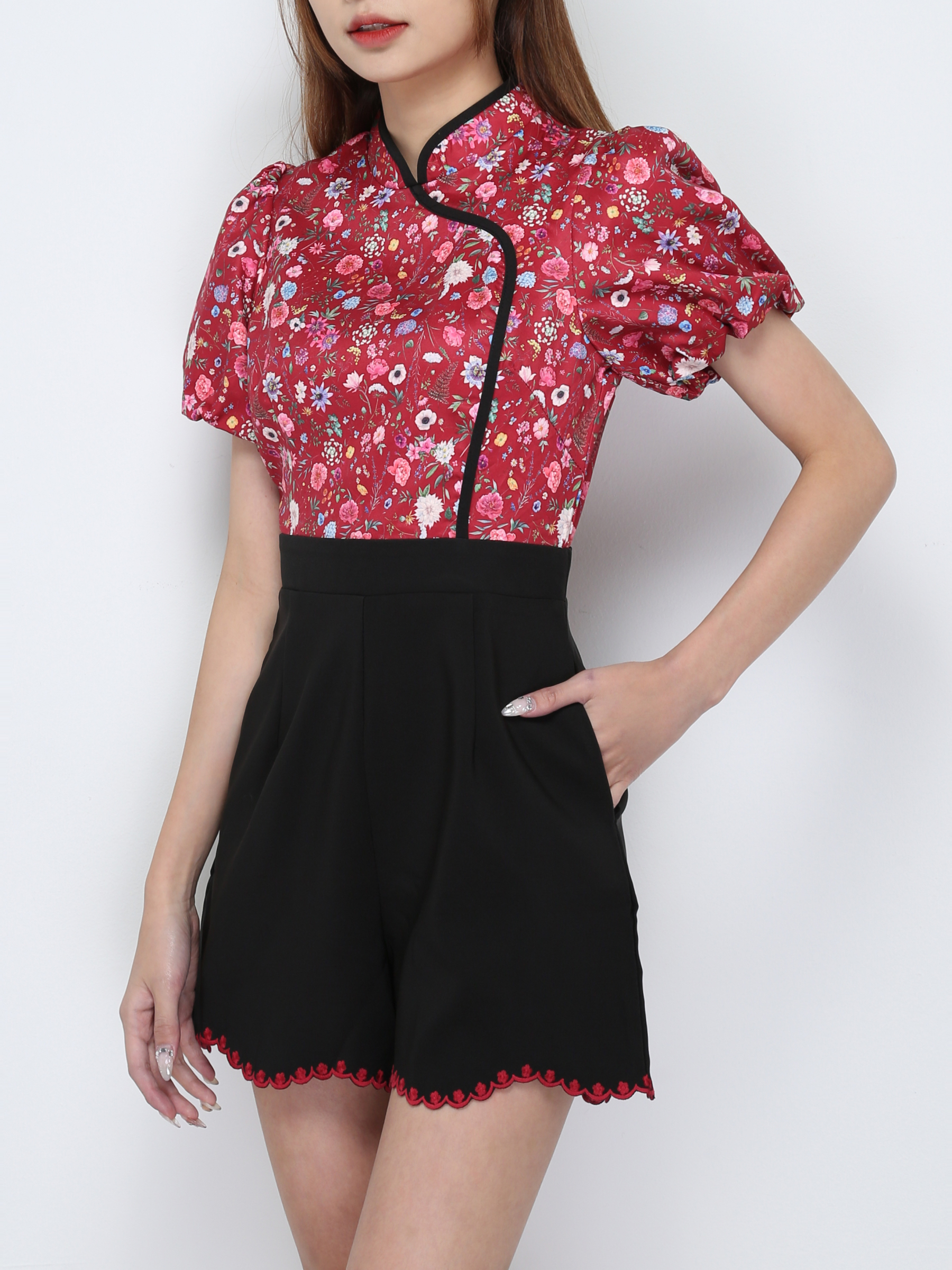 Floral Puff Sleeve Jumpsuit 30766