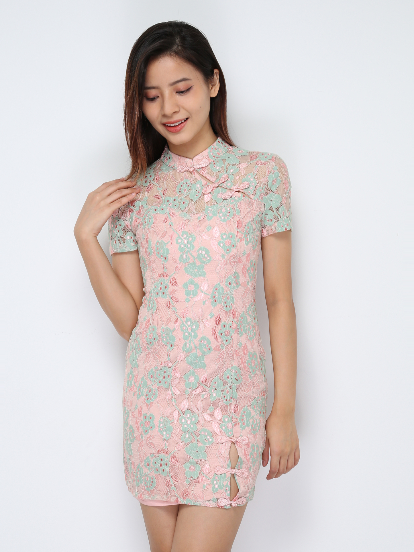 Short Sleeve Back Zip Dress 30819