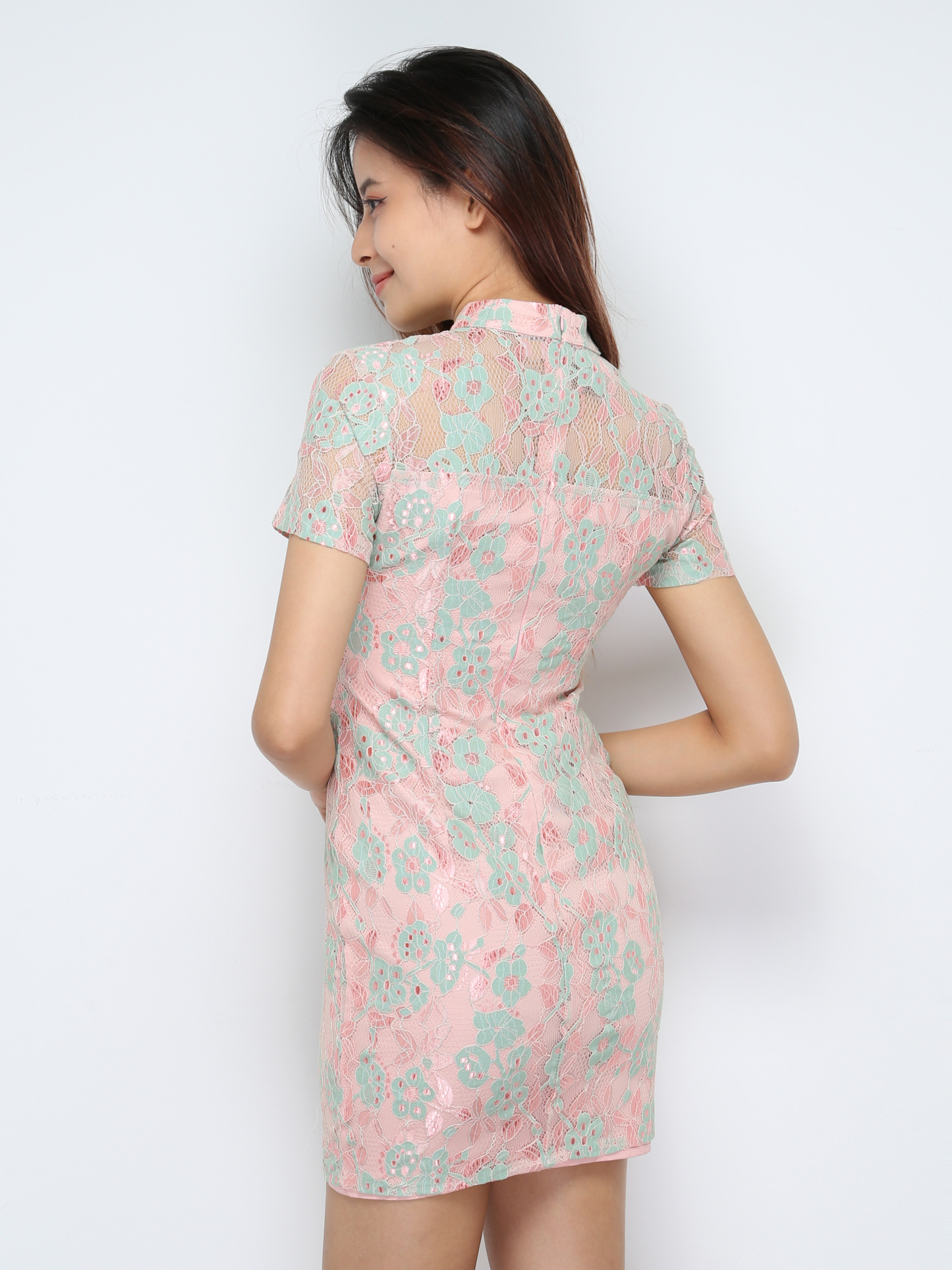 Short Sleeve Back Zip Dress 30819