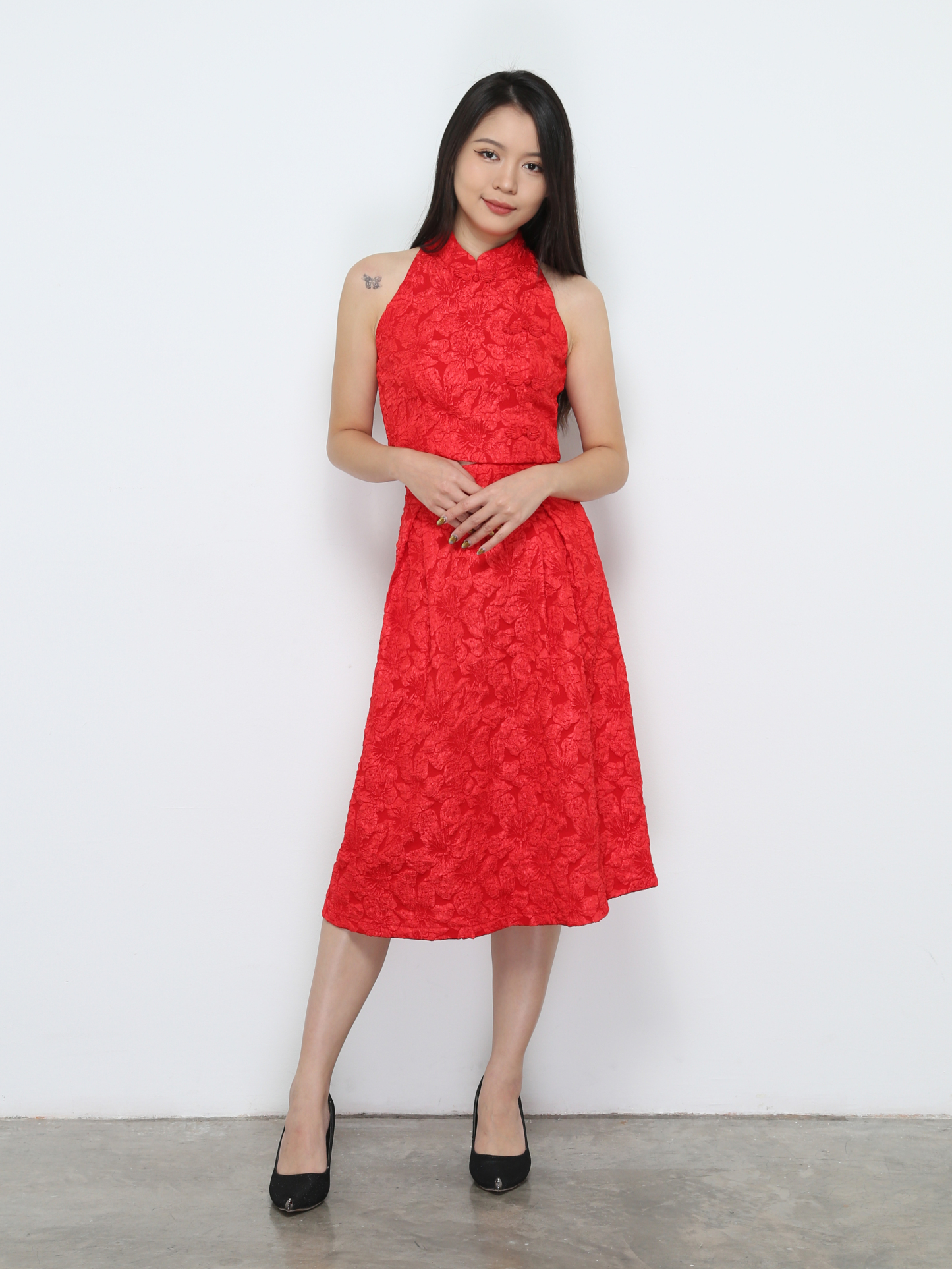 Sleeveless Back Zip Top With Long Skirt Set 30861