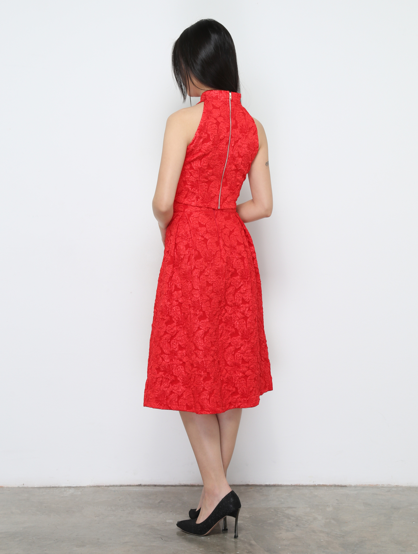 Sleeveless Back Zip Top With Long Skirt Set 30861