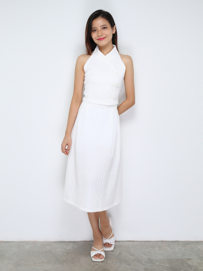 Sleeveless Back Zip Top With Long Skirt Set 30861