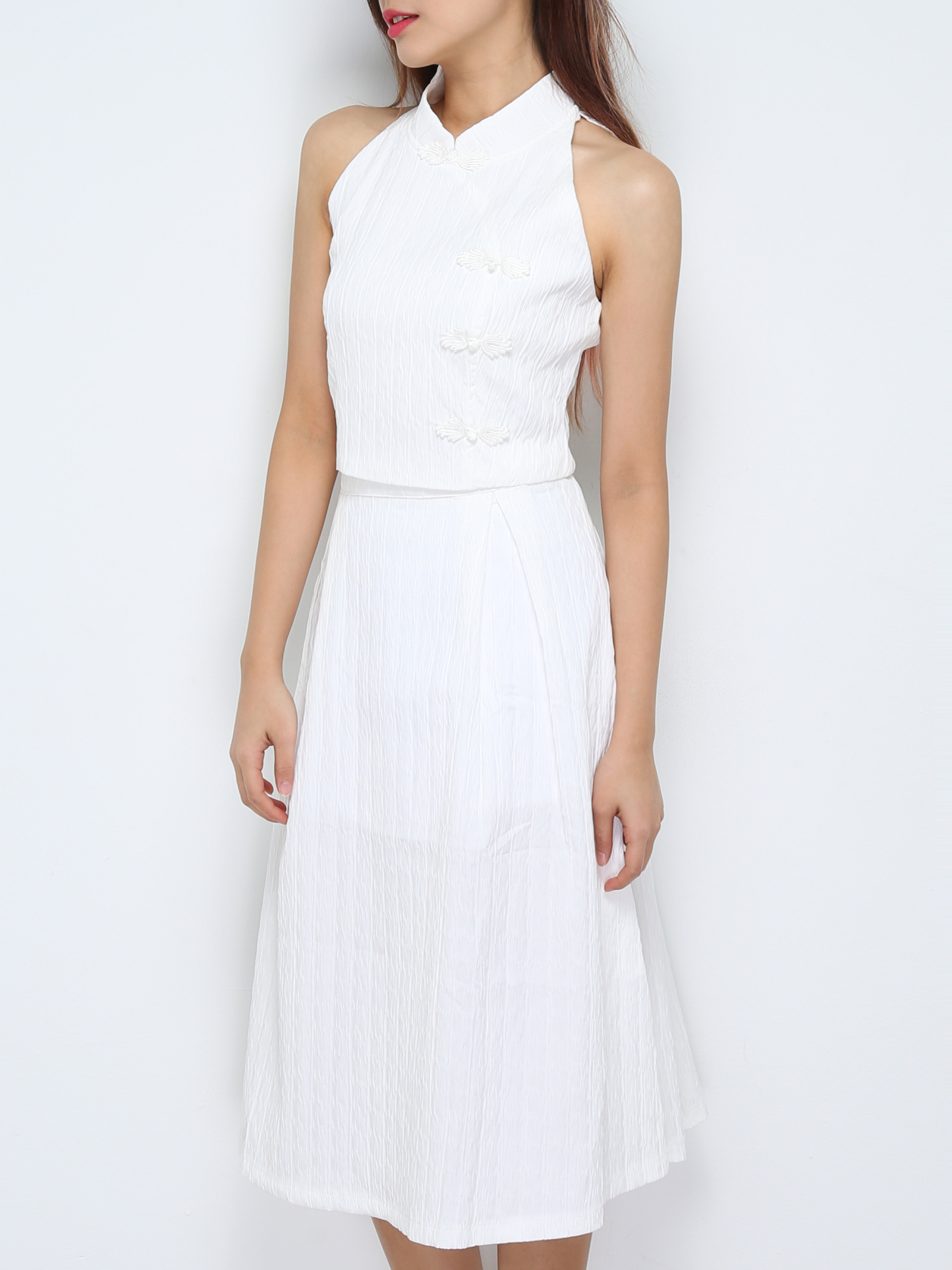 Sleeveless Back Zip Top With Long Skirt Set 30861